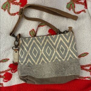 Myra Bag Gray and Brown Geometric Crossbody